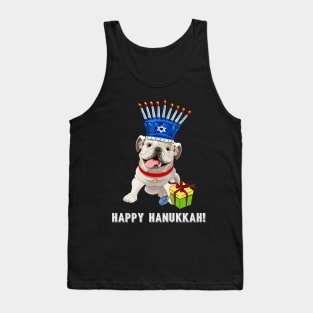 Bulldog Menorah Hat  Hanukkah Chanukah Tank Top